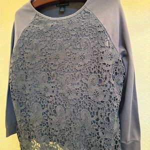 Adrianna Papell Gray Lace Sweatshirt